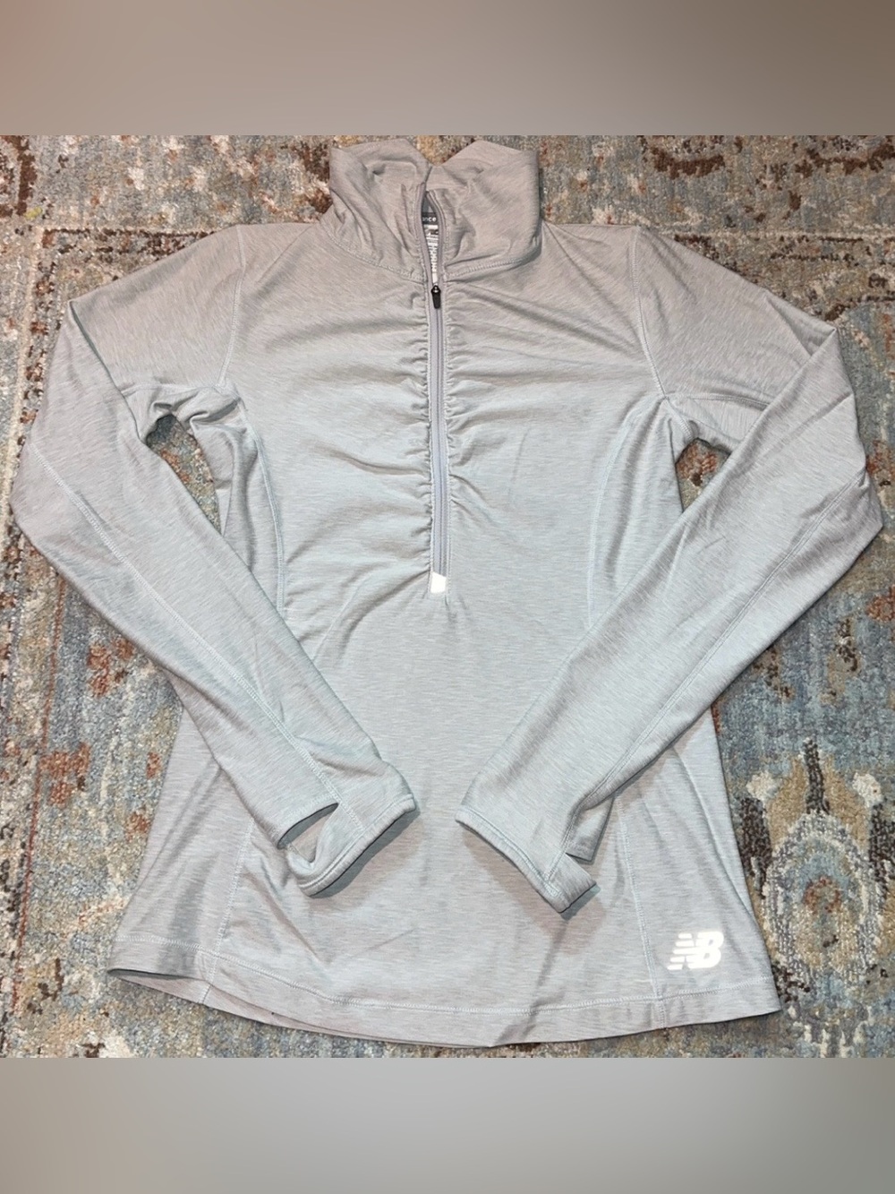 New Balance Women's Light Gray Half-Zip Long Sleeve Top